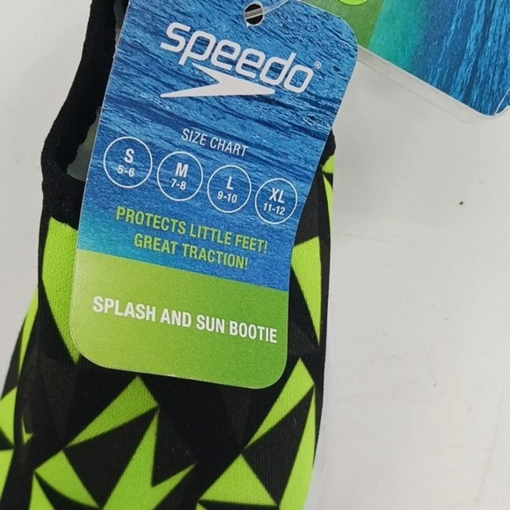 Speedo Little Boys Splash Sun Bootie Water Shoes Black Green Size S 5/6 New